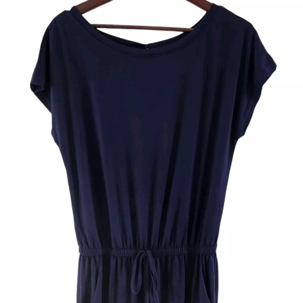 Pretty Garden Navy Blue Jumper One Piece Jogger Legs Cap Sleeves Size Small New - Picture 2 of 5